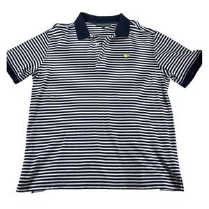Masters Collection Mens Large Navy White Striped Short Sleeve Golf Polo Shirt